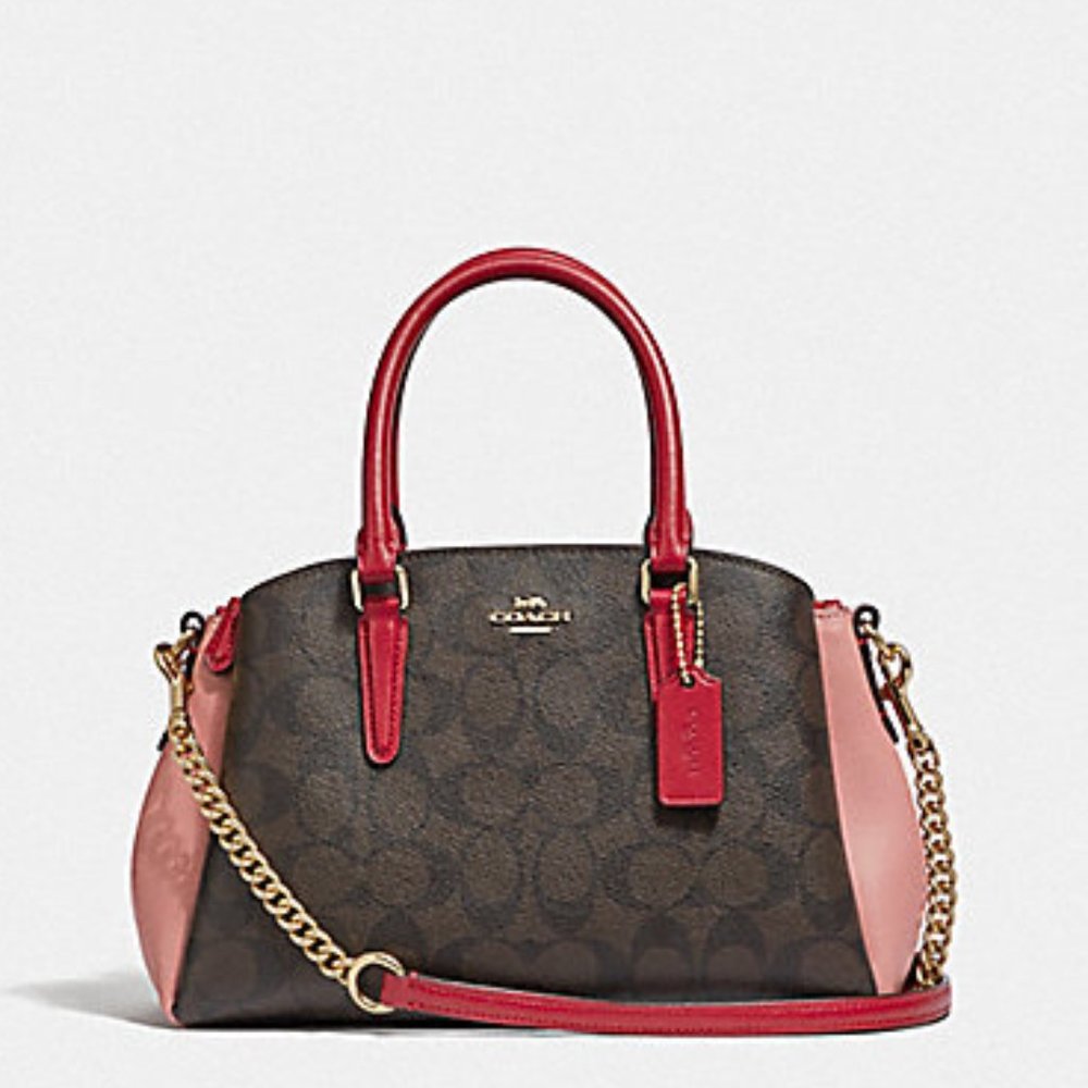 Coach Colorblock Mini Sage Signature Handbag